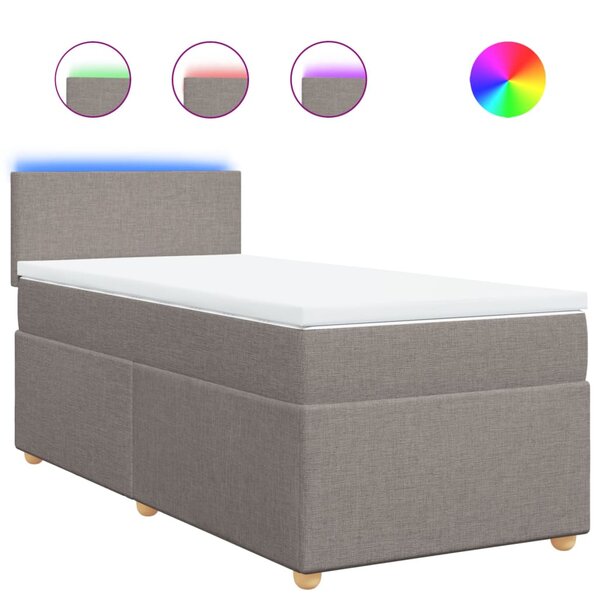 vidaXL Sommier à lattes de lit avec matelas Taupe 90x200 cm Tissu