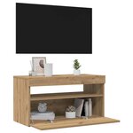vidaXL Meuble TV avec lumières LED chêne artisanal bois d'ingénierie