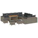 vidaXL Ensemble de canapé de jardin 13 Pièces Gris polyrotin
