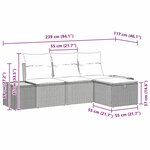 vidaXL Ensemble de canapé de jardin 4 Pièces Noir 55 x 62 x 69 cm