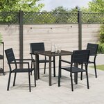 vidaXL Ensemble de Salle à Manger de Jardin Noir HDPE