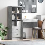 vidaXL Bureau avec tiroir avec étagère avec stockage 2 Pièces Gris béton