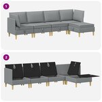 vidaXL Canapé modulaire avec rangement 5 Pièces Gris clair Tissu
