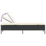 vidaXL Chaise longue avec table et coussin noir résine tressée