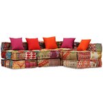 vidaXL Pouf modulaire à 4 places Patchwork Tissu