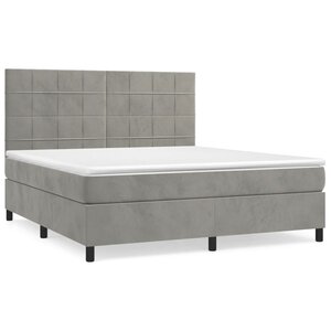 vidaXL Sommier à lattes de lit et matelas Gris clair 180x200cm Velours