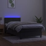 vidaXL Sommier à lattes de lit et matelas et LED Gris foncé 90x200 cm