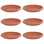vidaXL Plateau à fleurs rond 6 Pièces Rouge brique Ø 14 x 2 cm Plastique