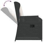 vidaXL Chaises inclinables de jardin lot de 2 et coussins noir rotin