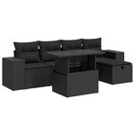 vidaXL Salon de jardin 6 Pièces avec coussins noir résine tressée