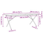 vidaXL Table à manger cadre en X 200x100x75cm bois de pin massif fonte