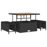 Ensemble de salon de jardin 9 pièces avec coussins Noir Poly Rattan Acacia