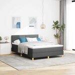 vidaXL Lit à ressorts avec coussin Gris foncé 160 x 200 cm tissu