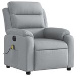 vidaXL Fauteuil de massage inclinable électrique gris clair tissu