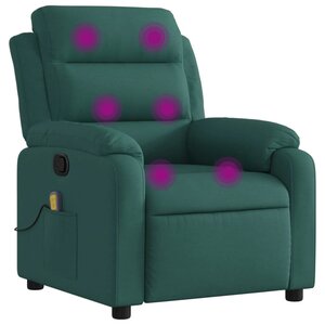 vidaXL Fauteuil inclinable de massage vert foncé tissu