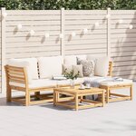 vidaXL Salon de jardin avec coussins 5 Pièces Bois d'acacia solide