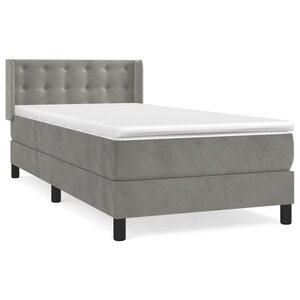 vidaXL Sommier à lattes de lit et matelas Gris clair 90x200 cm Velours