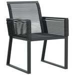 vidaXL Ensemble de Salle à Manger de Jardin de 7 Pièces en Acier Noir et Poly Rattan