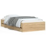 vidaXL Cadre de lit et tiroirs chêne sonoma 100x200 cm bois ingénierie