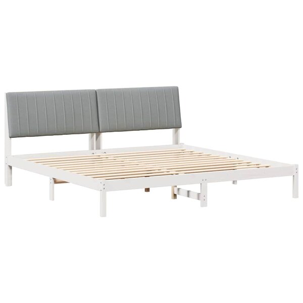 vidaXL Cadre de lit avec tête de lit Blanc 200 x 200 cm Pin massif