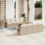 vidaXL Salon de jardin avec coussins 9 Pièces beige résine tressée