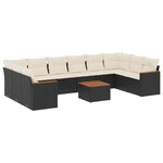 vidaXL Salon de jardin 11 Pièces avec coussins noir résine tressée