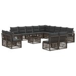 vidaXL Ensemble de canapé de jardin 14 Pièces Gris polyrotin