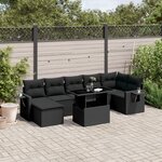 vidaXL Salon de jardin 8 Pièces avec coussins noir résine tressée