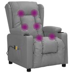 vidaXL Fauteuil de massage électrique Gris Similicuir