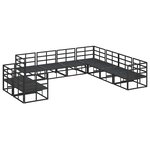 vidaXL Ensemble de canapé de jardin avec coussin 9 Pièces Noir Aluminium