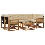vidaXL Ensemble de canapés d'extérieur 7 pc Naturel et Beige