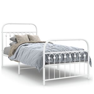vidaXL Cadre de lit métal sans matelas avec pied de lit blanc 90x190cm