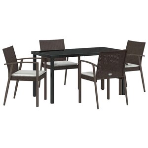vidaXL Ensemble de salle à manger pour jardin 5 Pièces Marron et Noir
