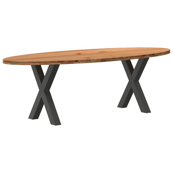 vidaXL Table à manger marron clair bois de chêne massif ovale