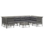 vidaXL Salon de jardin 9 Pièces avec coussins Gris Résine tressée