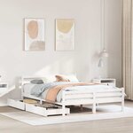 vidaXL Cadre de lit sans matelas blanc 135x190 cm bois de pin massif