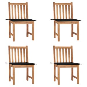 vidaXL Chaises de jardin lot de 4 avec coussins Bois de teck massif