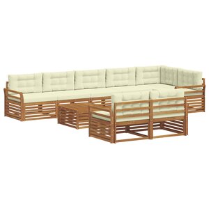 vidaXL Ensemble de canapés d'extérieur 9 Pièces Naturel et Crème