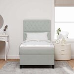 Lit Box Spring vidaXL avec Matelas et Lumière LED Gris clair 90x200 cm Velours