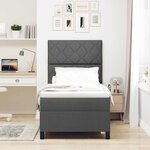 vidaXL Lit à Ressorts avec Matelas Gris Foncé Lit Simple Tissu
