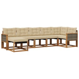 vidaXL Ensemble de canapés d'extérieur 7 pc Naturel et Beige