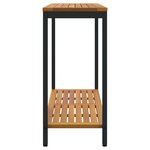 vidaXL Table d'extérieur Naturelle et Noire 35x110x75 cm en Bois Massif et Acier