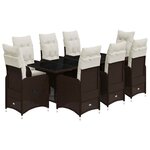 vidaXL Ensemble de bistro de jardin 9 Pièces coussins marron poly rotin