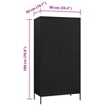 vidaXL Garde-robe Noir 90x50x180 cm Acier
