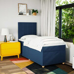 vidaXL Sommier à lattes de lit avec matelas Bleu 100x200 cm Tissu