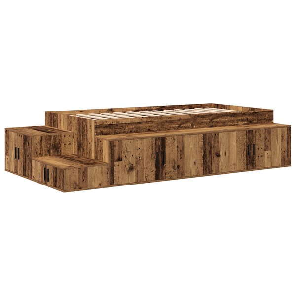 vidaXL Cadre de lit de rangement vieux bois 90x200 cm