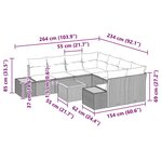 Canapés de Jardin 9 Pièces avec Coussins Beige Poly Rattan Acacia