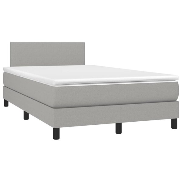 vidaXL Sommier à lattes de lit et matelas gris clair 120x190 cm tissu