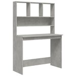 Bureau table poste de travail meuble d'ordinateur informatique étude avec étagères 102 x 45 x 148 cm bois d'ingénierie gris 02_0023491