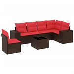 vidaXL Salon de jardin avec coussins 7 Pièces marron résine tressée